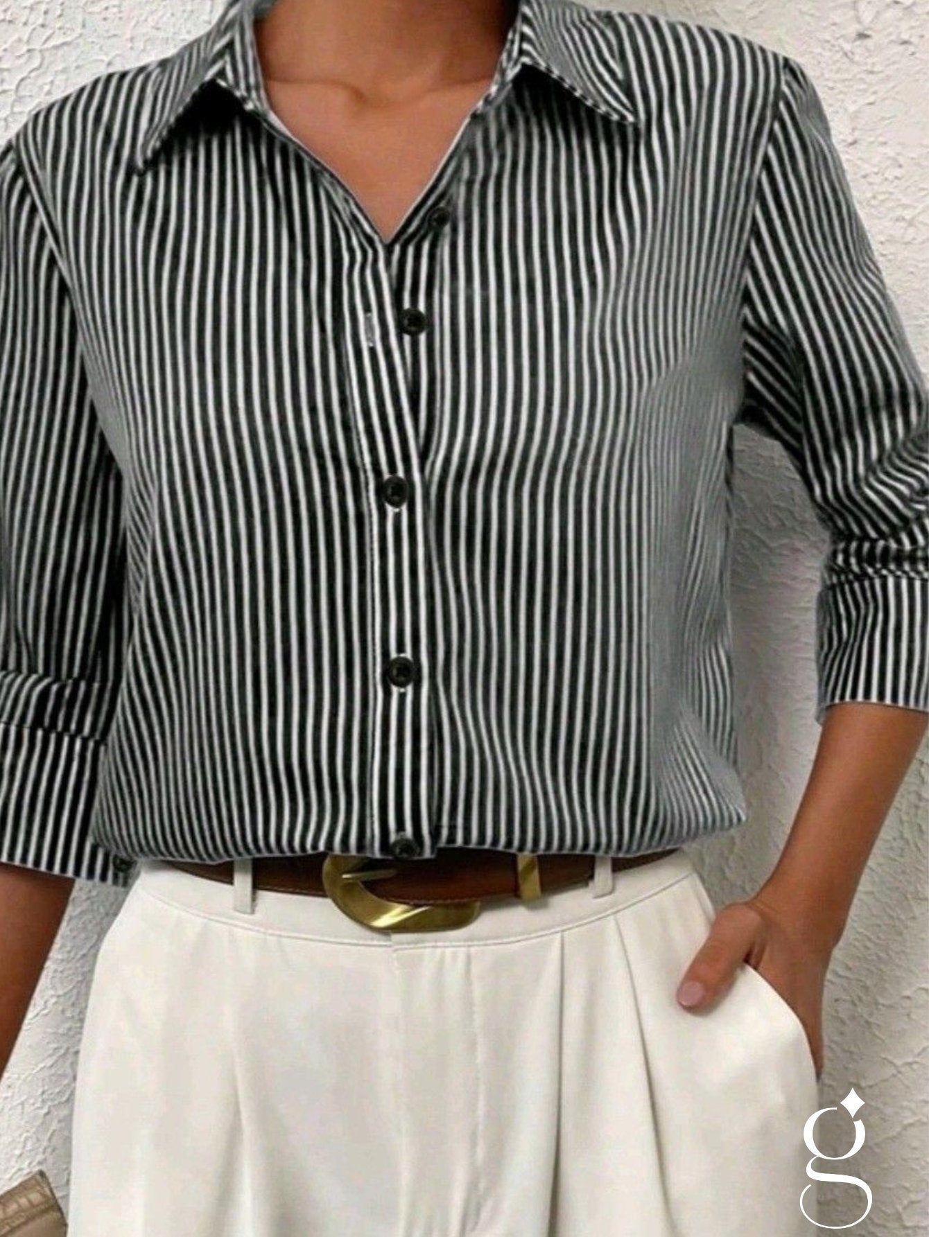 Camisa Listrada Ouver Feminina Viscolinho