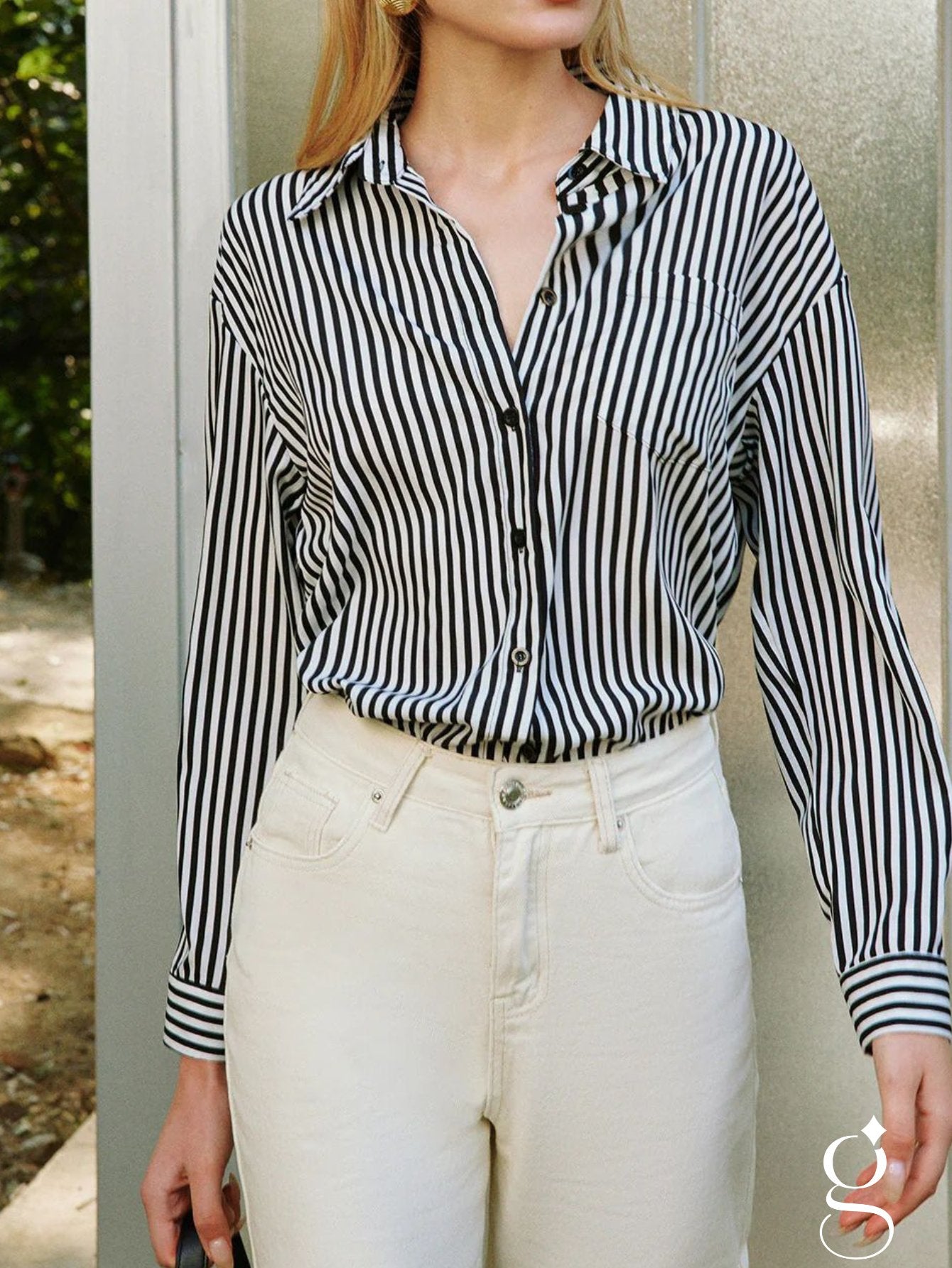 Camisa Listrada Ouver Feminina Viscolinho