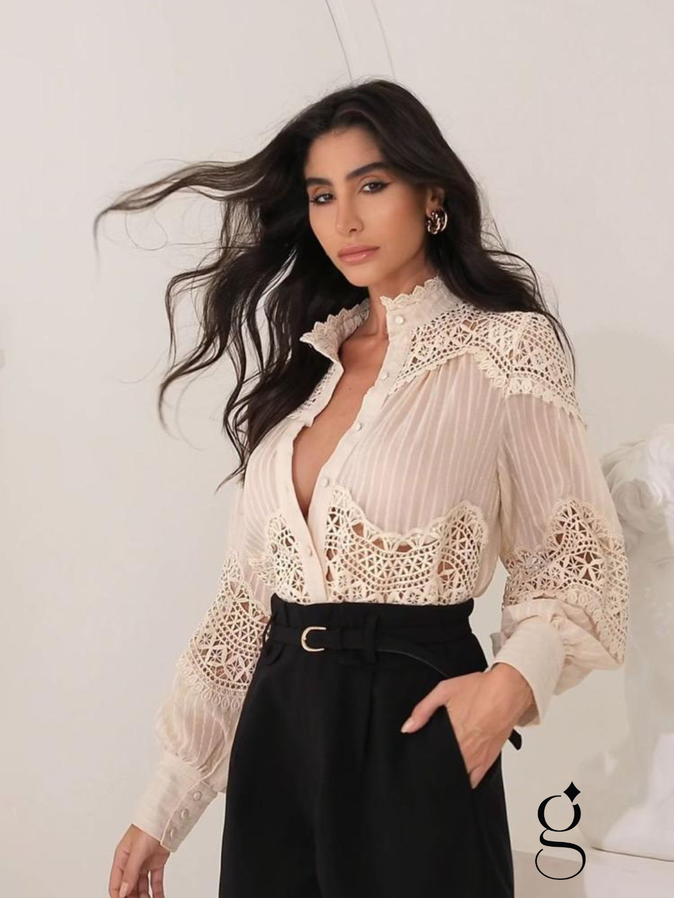 Camisa Angela (Organza com Guipir)