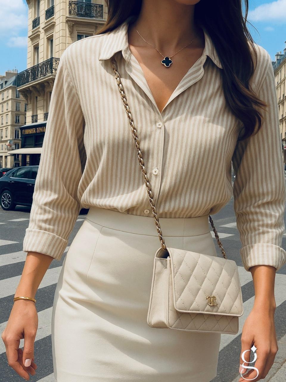 Camisa Listrada Ouver Feminina Viscolinho